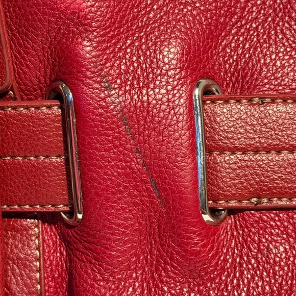 Elegant Red Leather Tote Bag Vintage Fossil - Picture 3 of 3